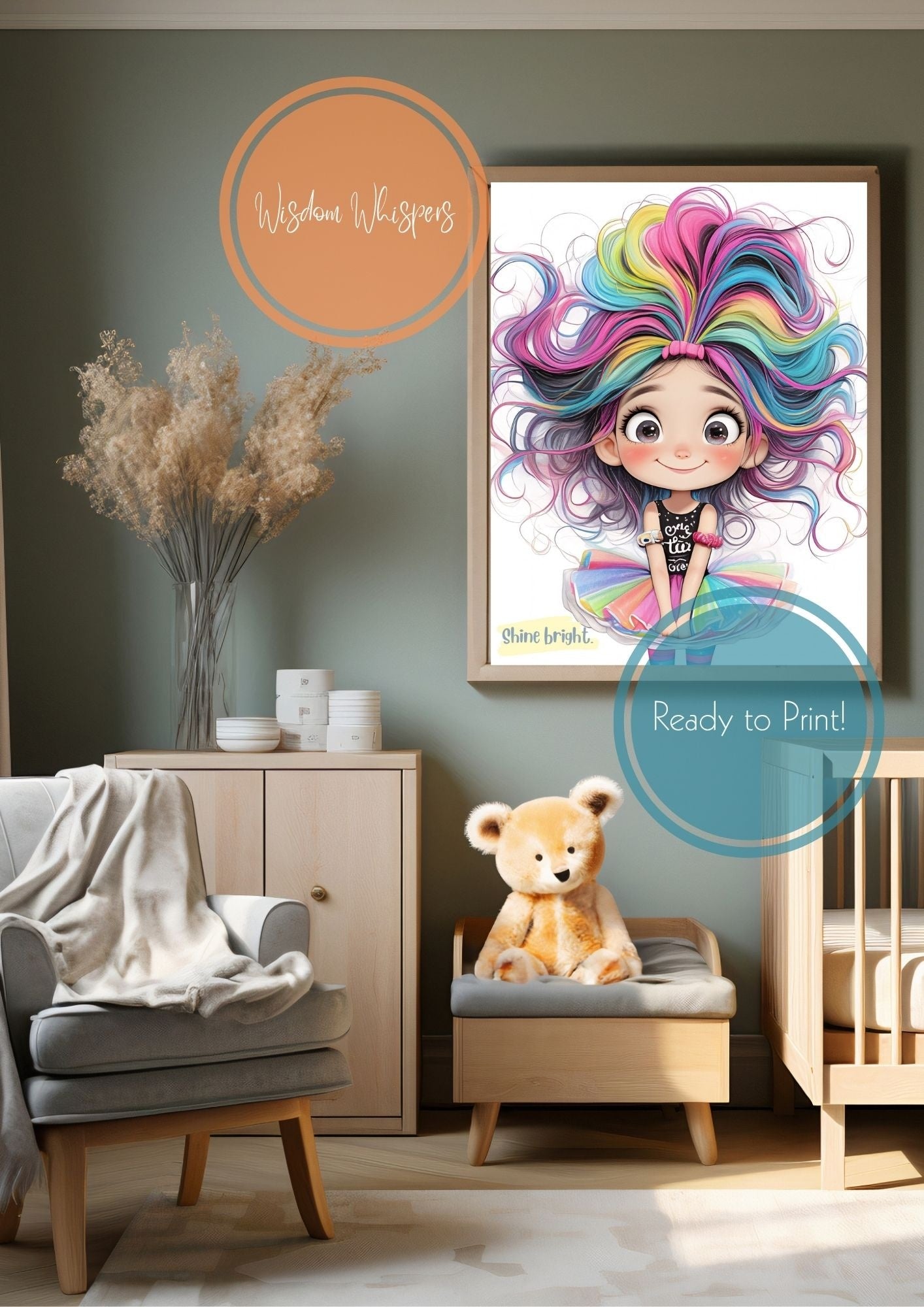 Graceful Ballerina Wall Prints – Empowering Digital Art for Kids