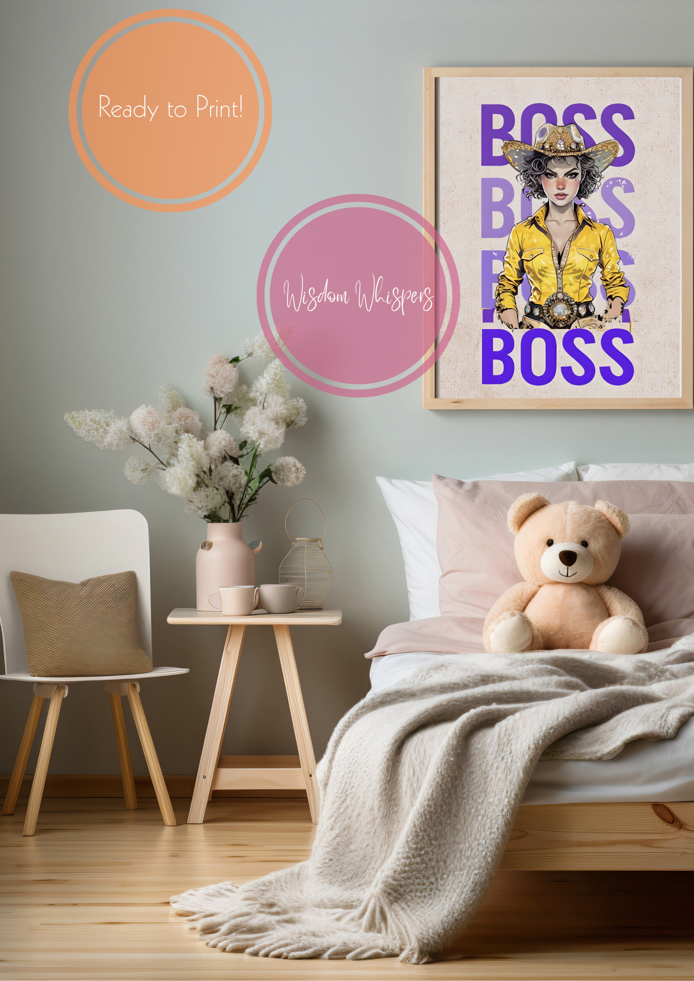 π Boss Cowgirl Digital Print β Empowering Poster for Kids β 1 Cowgirl Affirmation Poster in Bold, Vibrant Colour