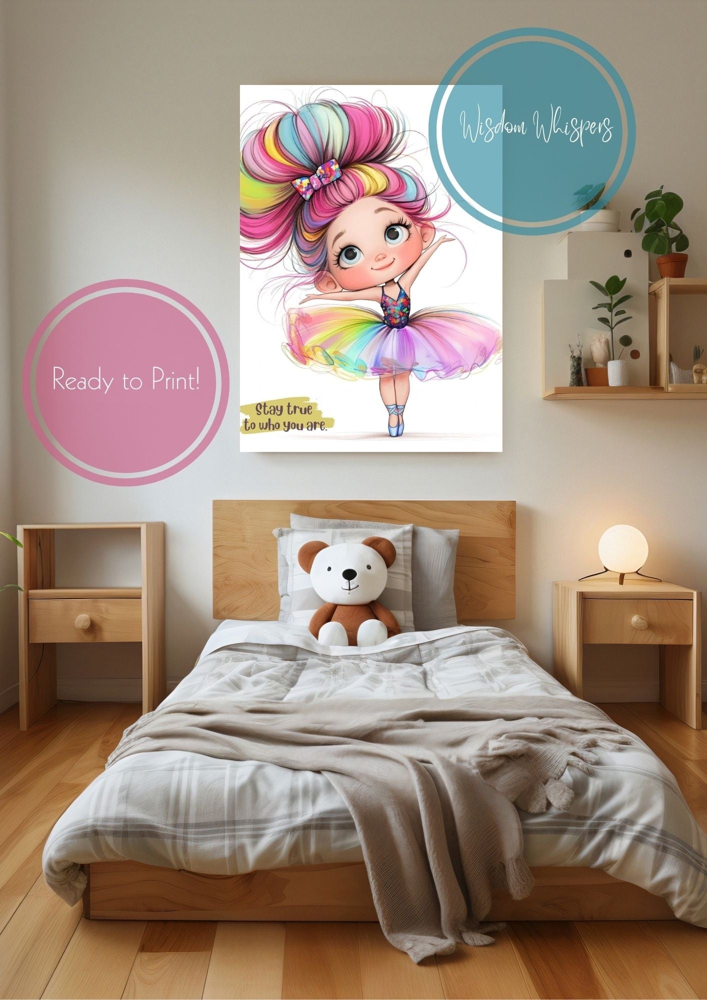Graceful Ballerina Wall Prints – Empowering Digital Art for Kids