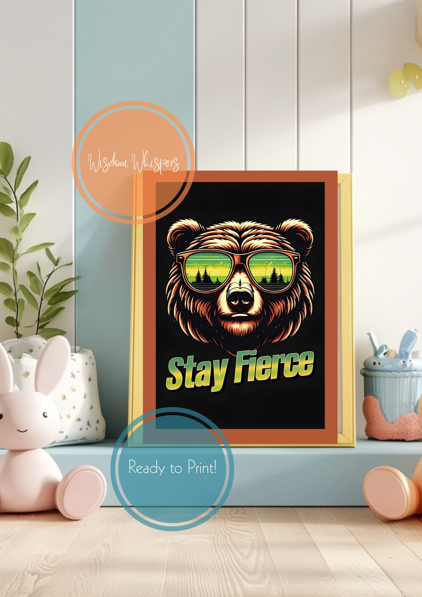 Set of 6 Retro Animals with Oversized Sunglasses Quote Prints