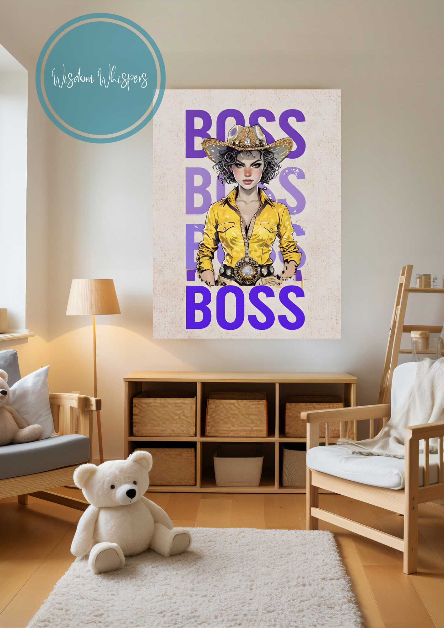 π Boss Cowgirl Digital Print β Empowering Poster for Kids β 1 Cowgirl Affirmation Poster in Bold, Vibrant Colour