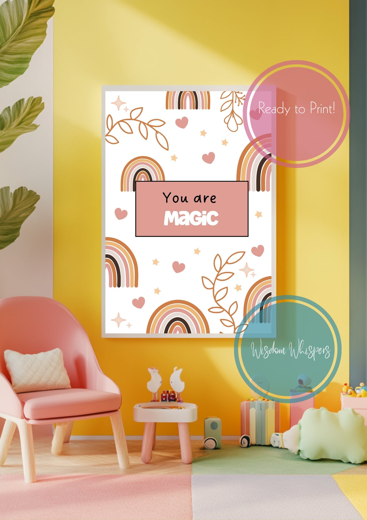 Boho Wall Art for Children – Printable Affirmation Set to Calm & Empower Young Minds