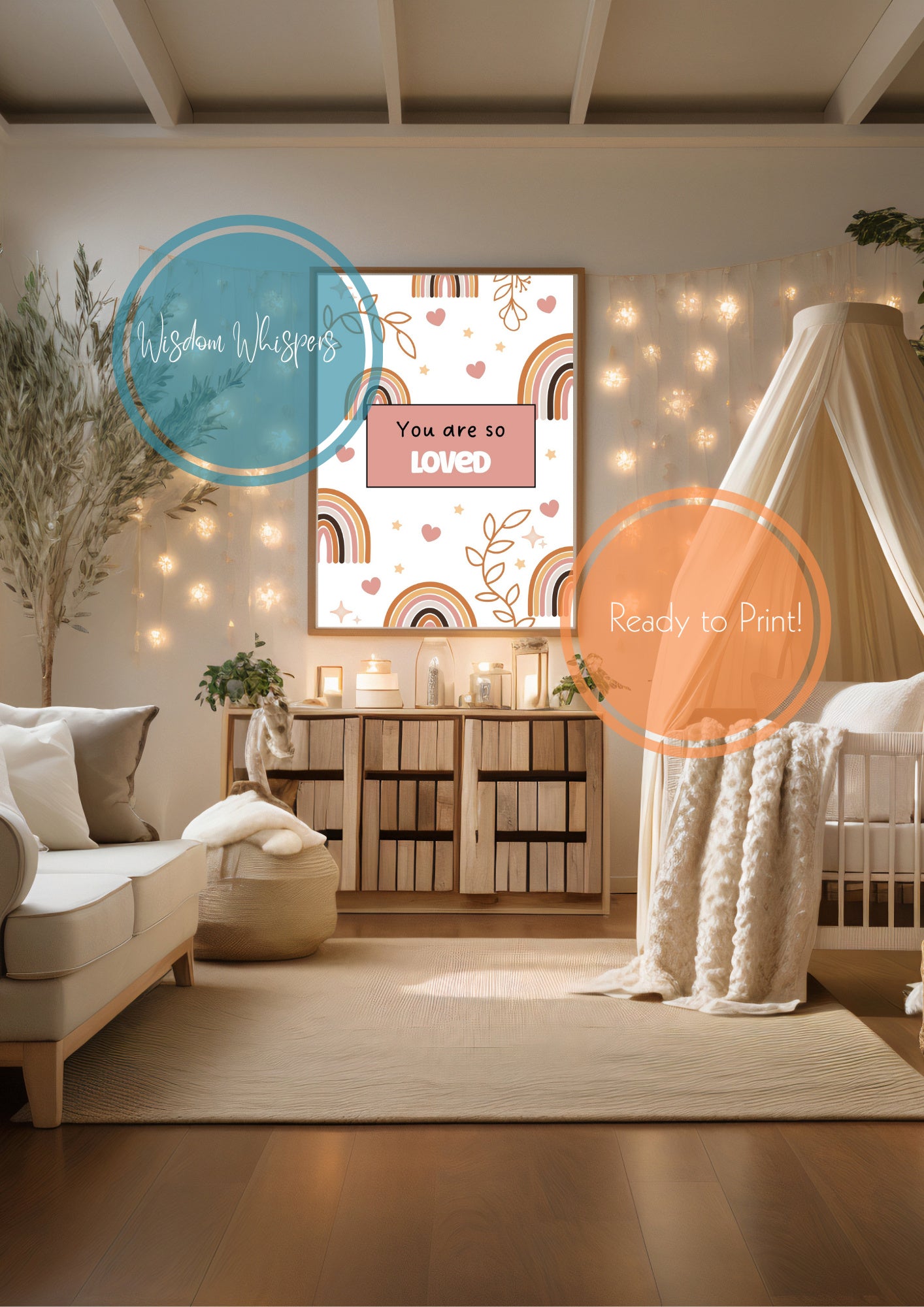 Boho Wall Art for Children – Printable Affirmation Set to Calm & Empower Young Minds