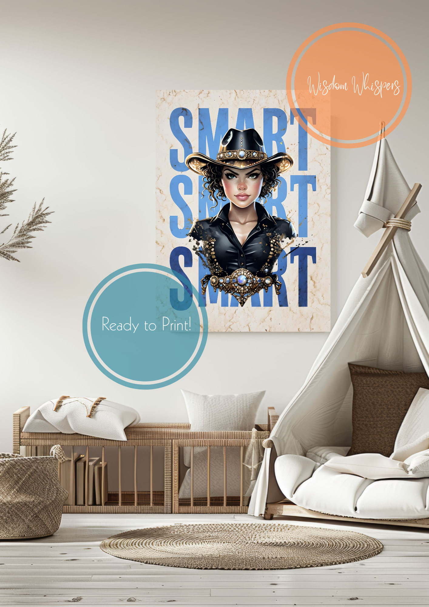 π Smart Cowgirl Digital Print β Empowering Poster for Kids β 1 Cowgirl Affirmation Poster in Bold, Vibrant Colour
