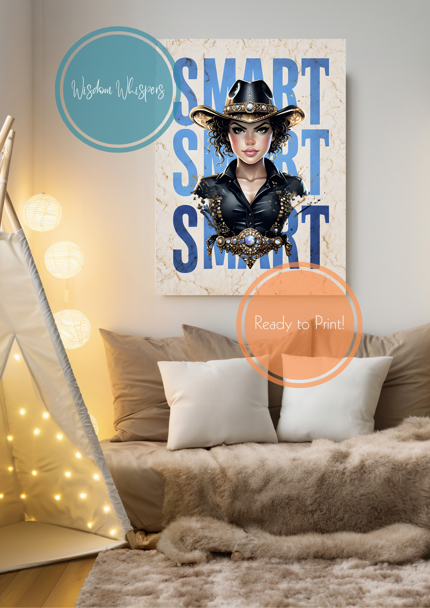 π Smart Cowgirl Digital Print β Empowering Poster for Kids β 1 Cowgirl Affirmation Poster in Bold, Vibrant Colour