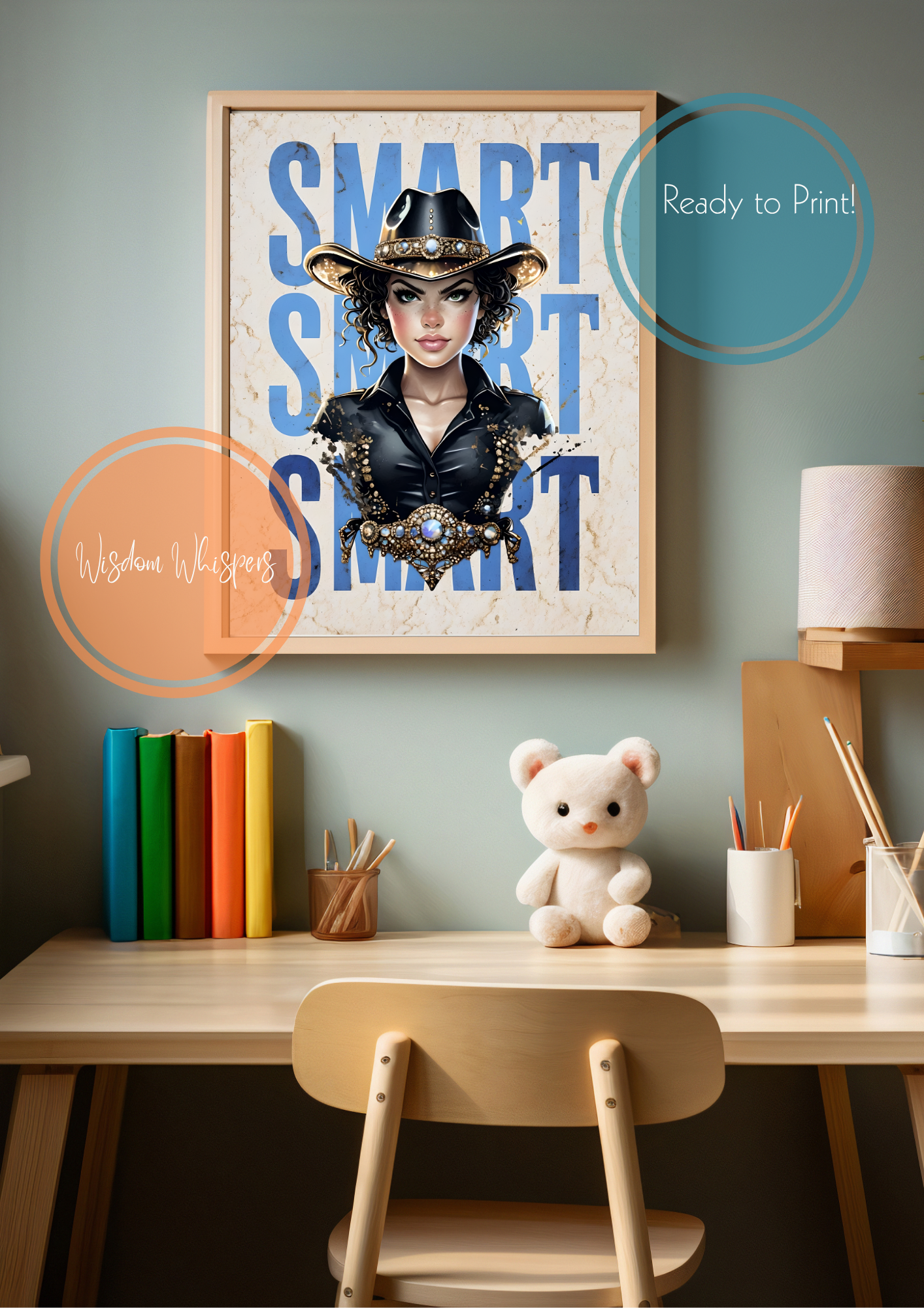 π Smart Cowgirl Digital Print β Empowering Poster for Kids β 1 Cowgirl Affirmation Poster in Bold, Vibrant Colour