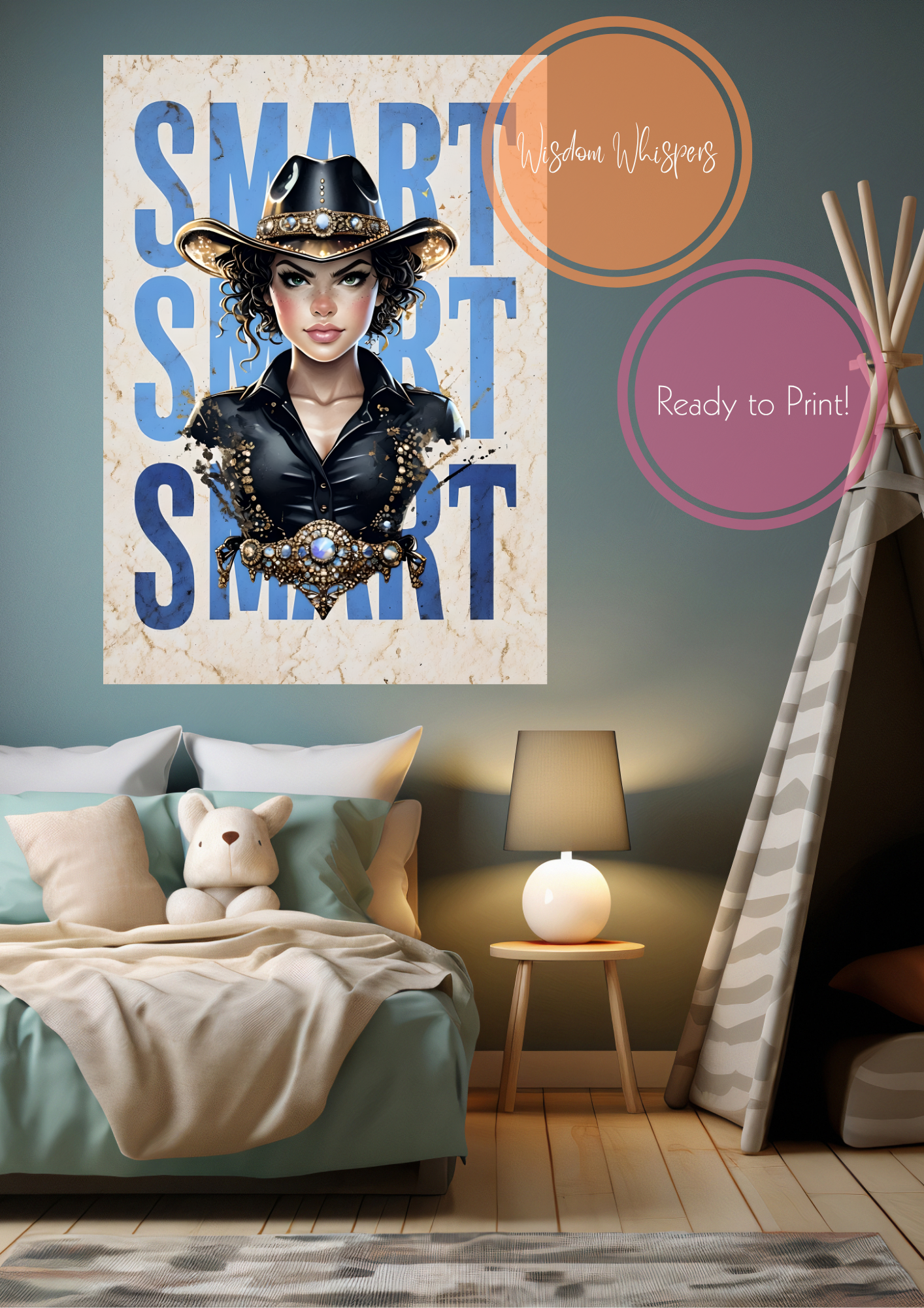 π Smart Cowgirl Digital Print β Empowering Poster for Kids β 1 Cowgirl Affirmation Poster in Bold, Vibrant Colour