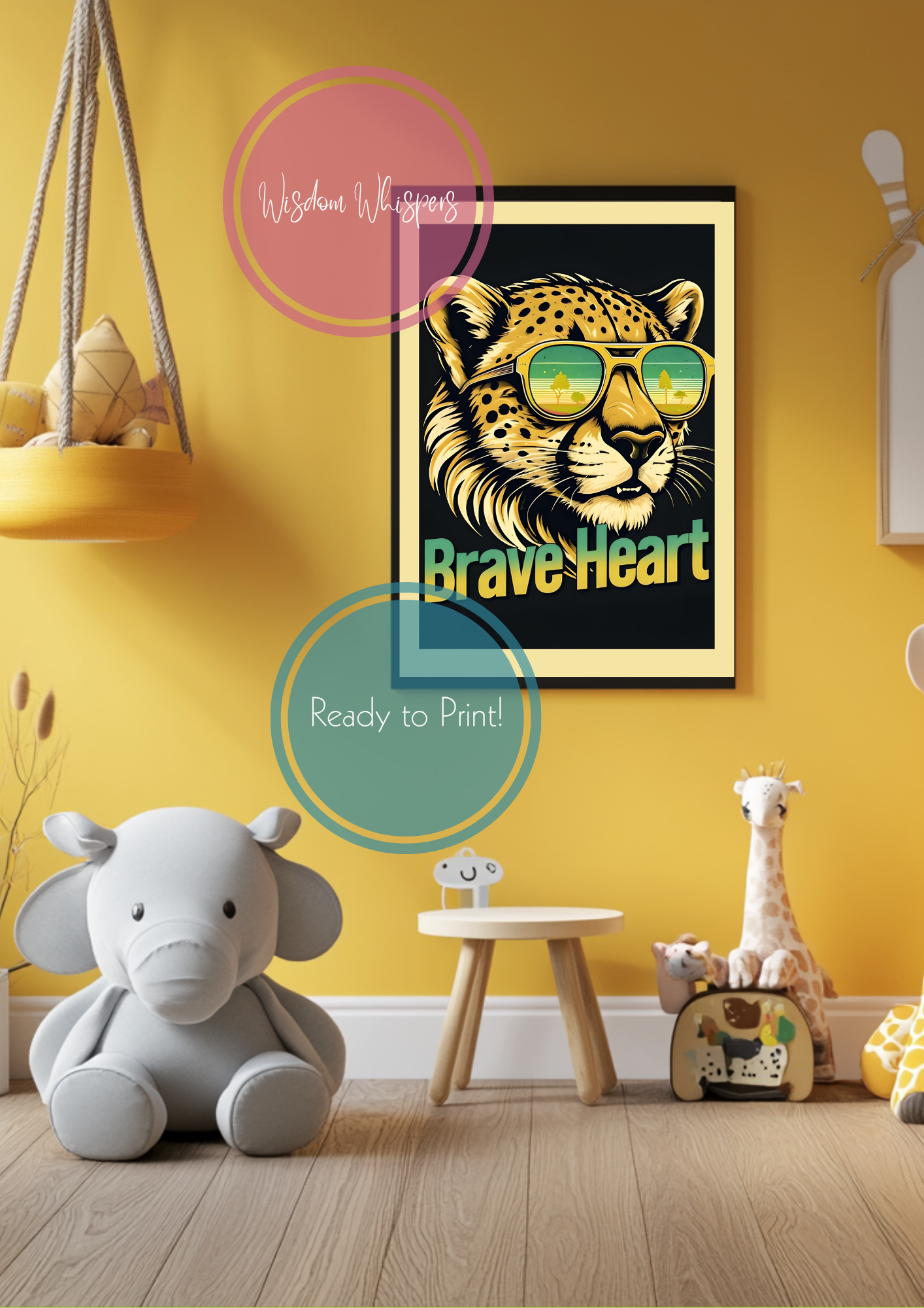 Set of 6 Retro Animals with Oversized Sunglasses Quote Prints