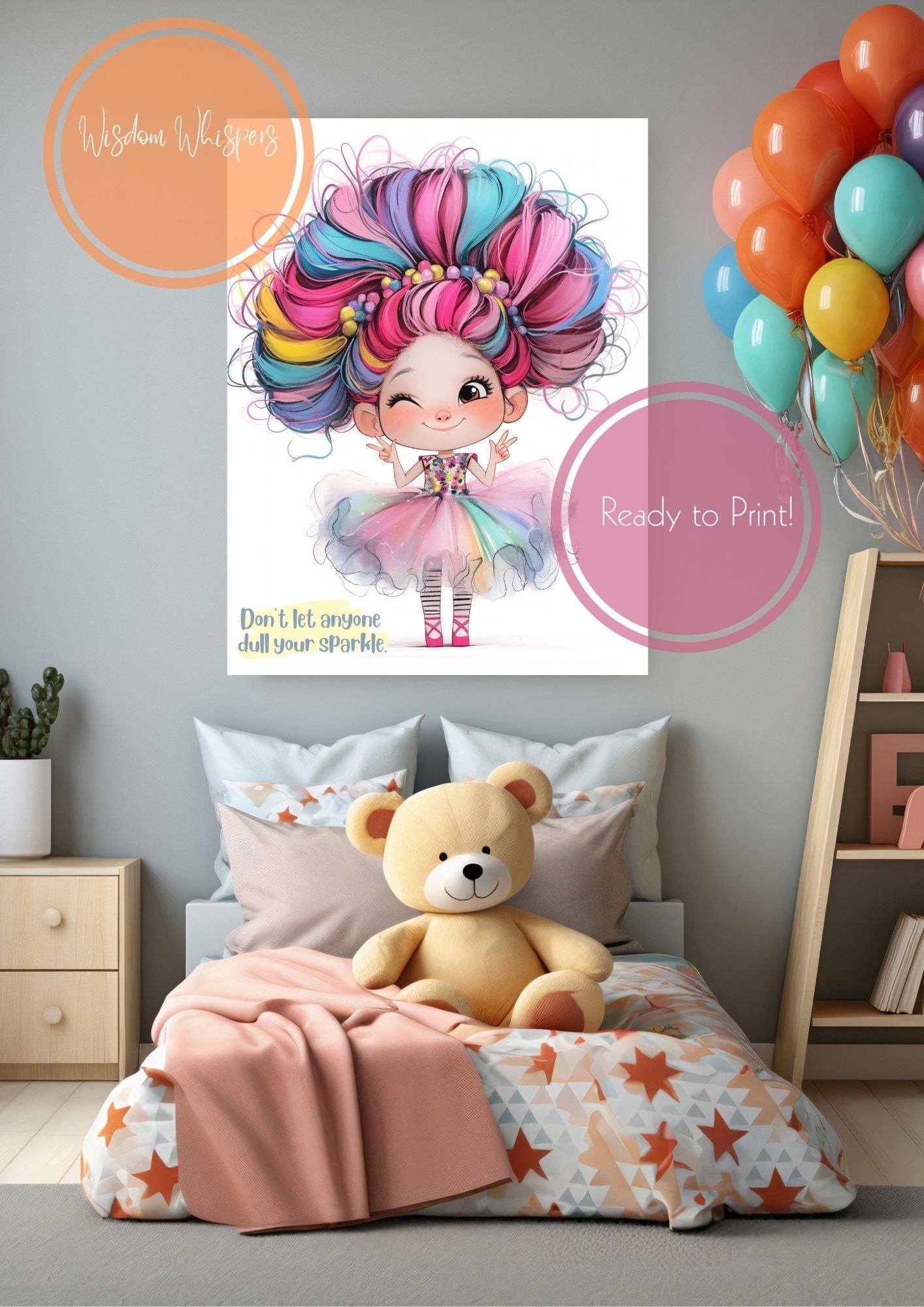 Graceful Ballerina Wall Prints – Empowering Digital Art for Kids