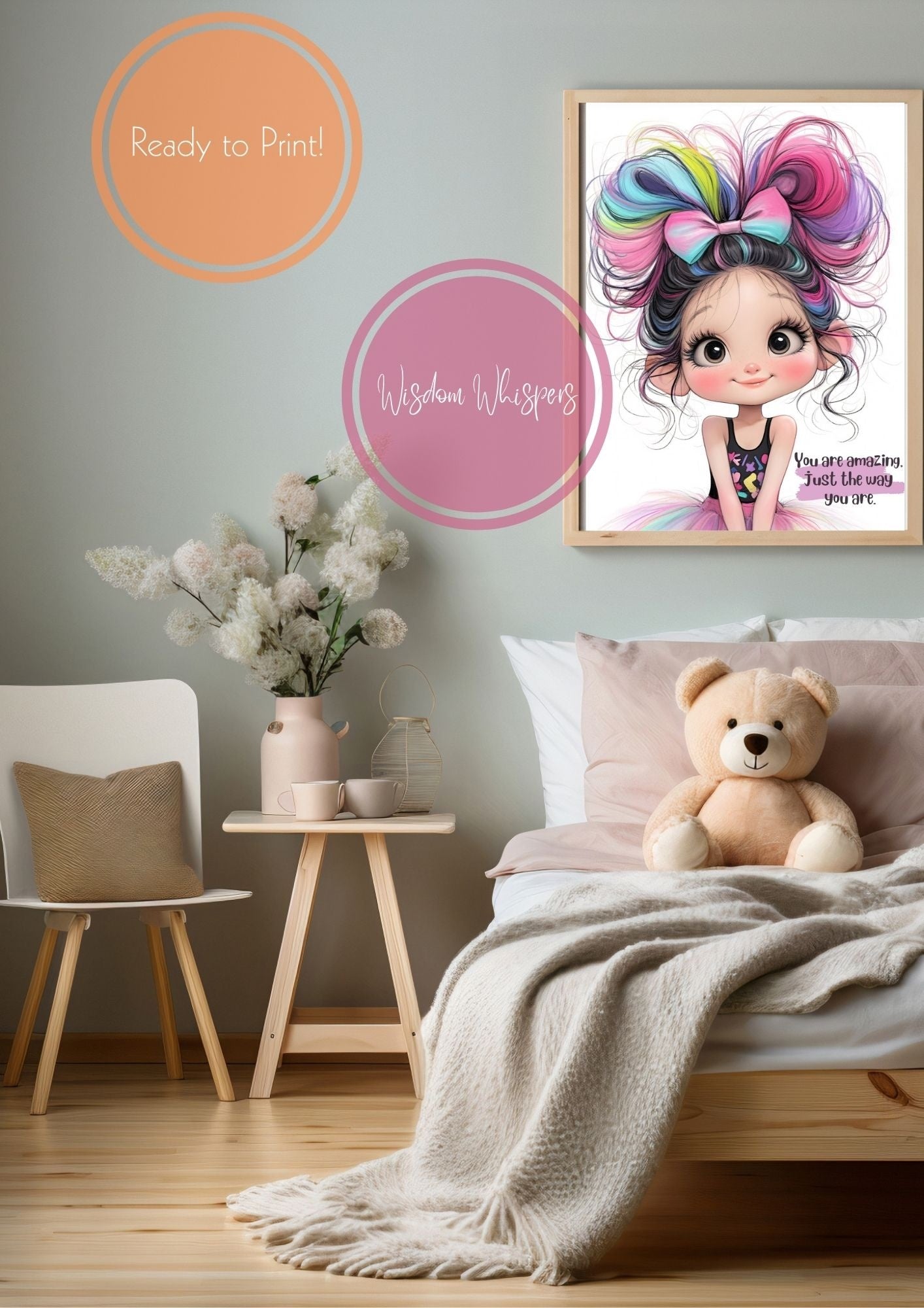 Graceful Ballerina Wall Prints – Empowering Digital Art for Kids