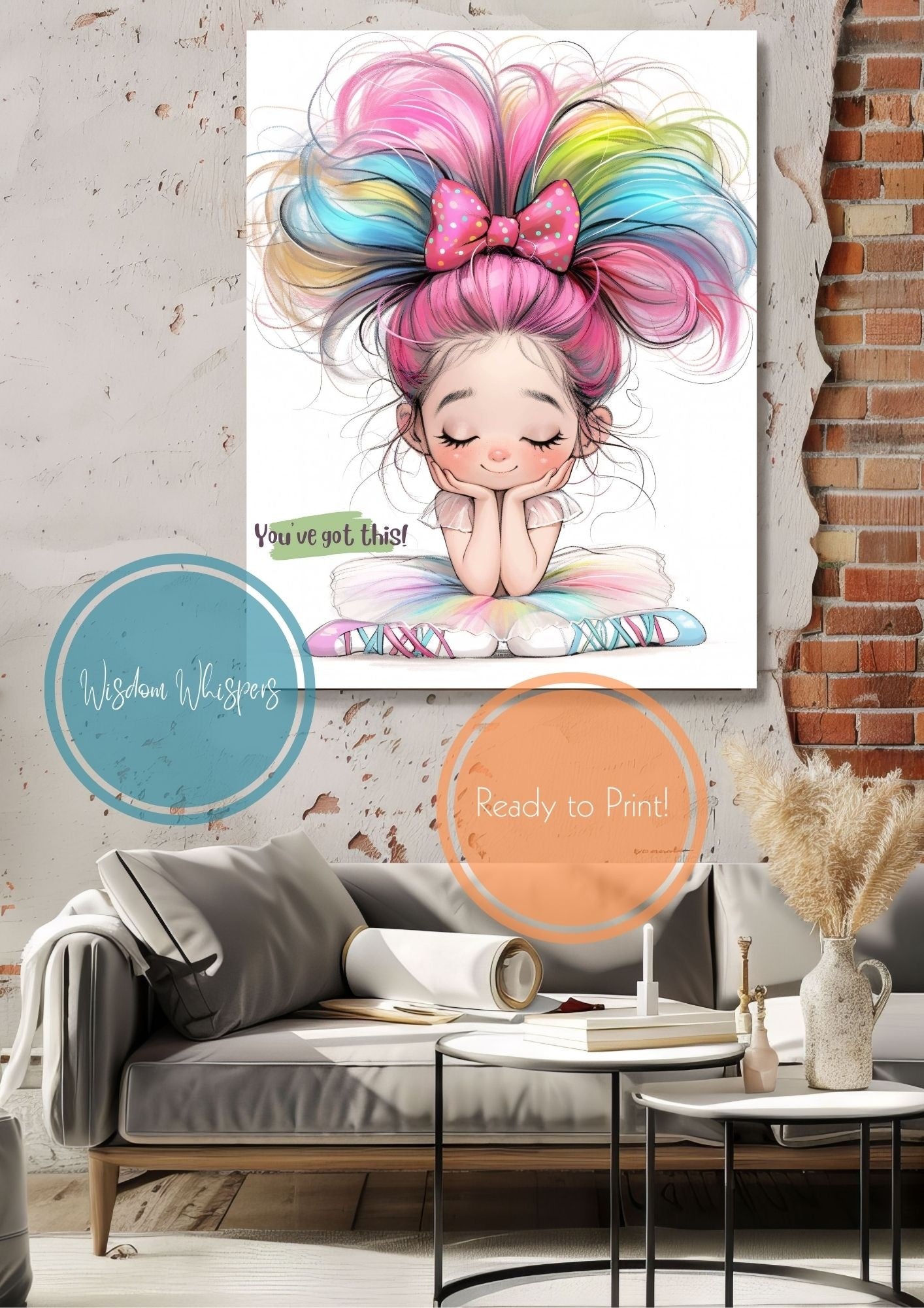 Graceful Ballerina Wall Prints – Empowering Digital Art for Kids