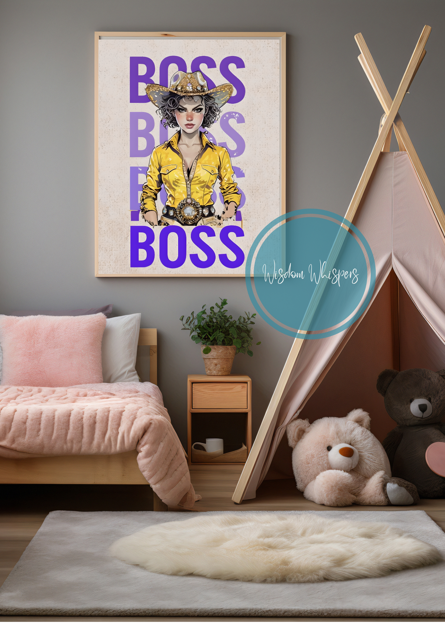 🐎 Boss Cowgirl Digital Print – Empowering Poster for Kids – 1 Cowgirl Affirmation Poster in Bold, Vibrant Colour