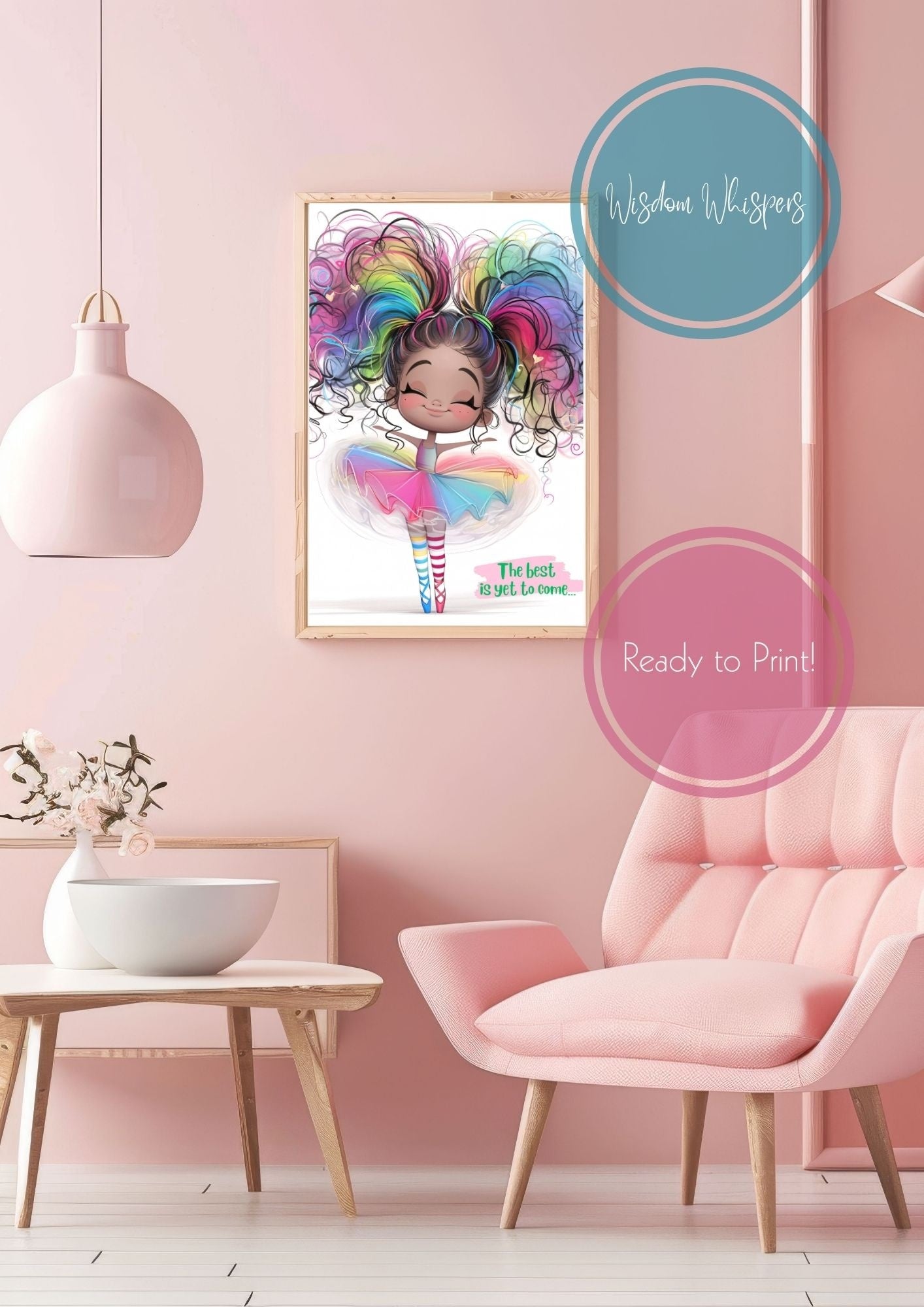 Graceful Ballerina Wall Prints – Empowering Digital Art for Kids