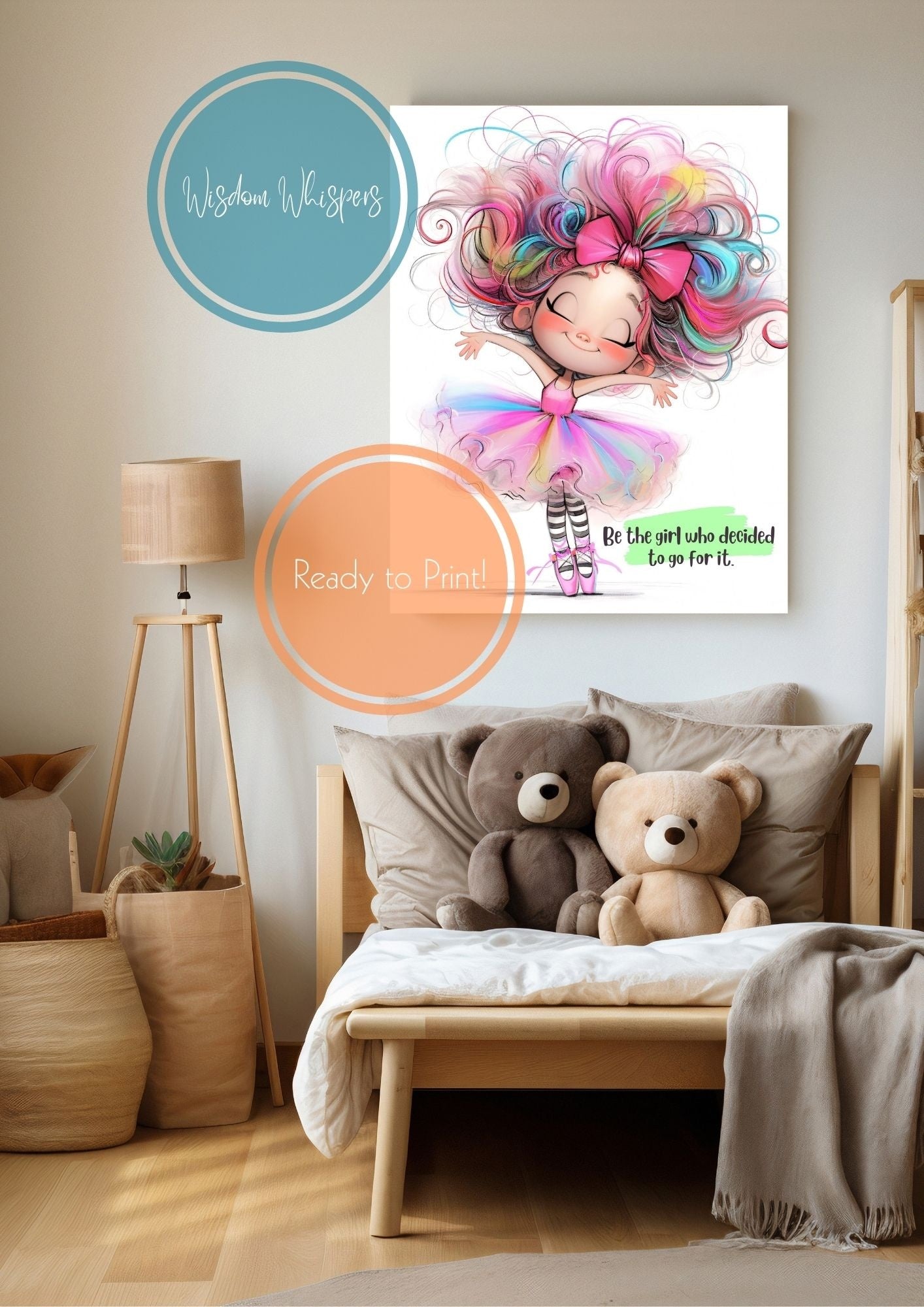 Graceful Ballerina Wall Prints – Empowering Digital Art for Kids
