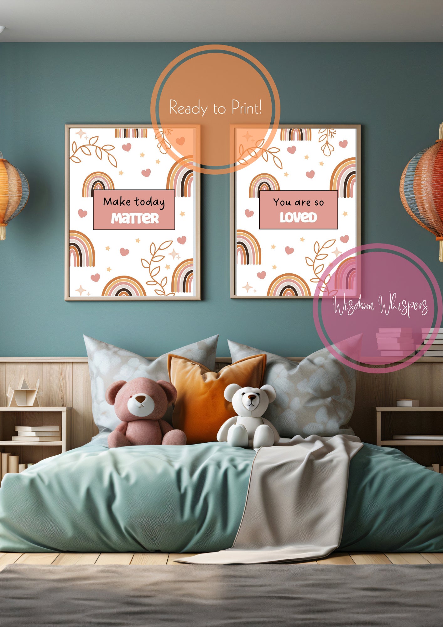 Boho Wall Art for Children – Printable Affirmation Set to Calm & Empower Young Minds