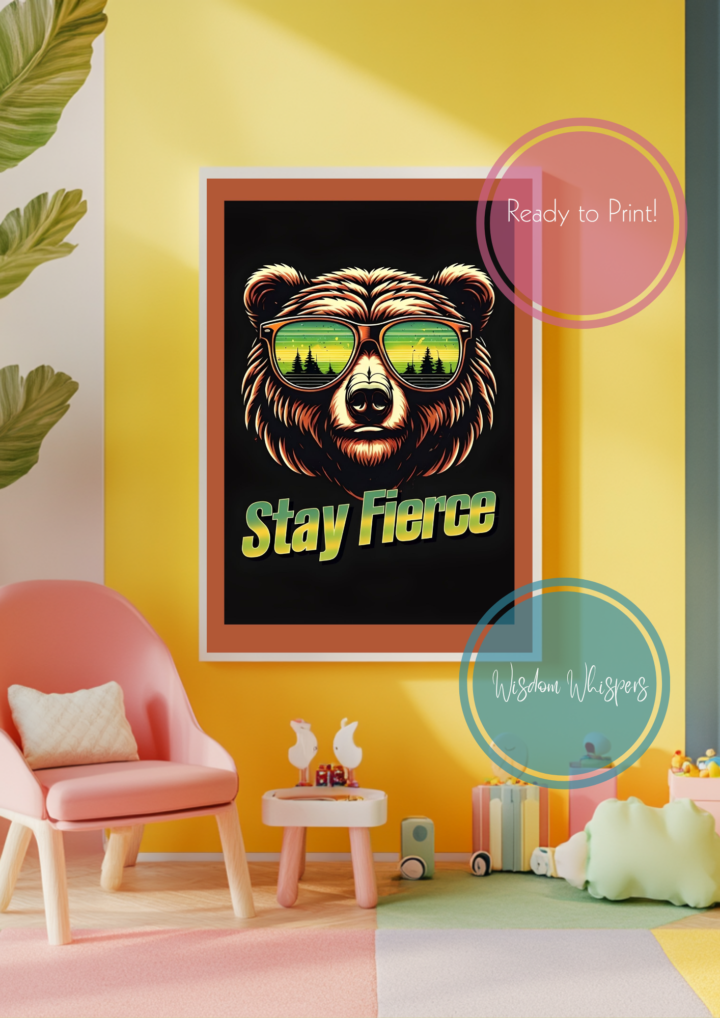 Set of 6 Retro Animals with Oversized Sunglasses Quote Prints