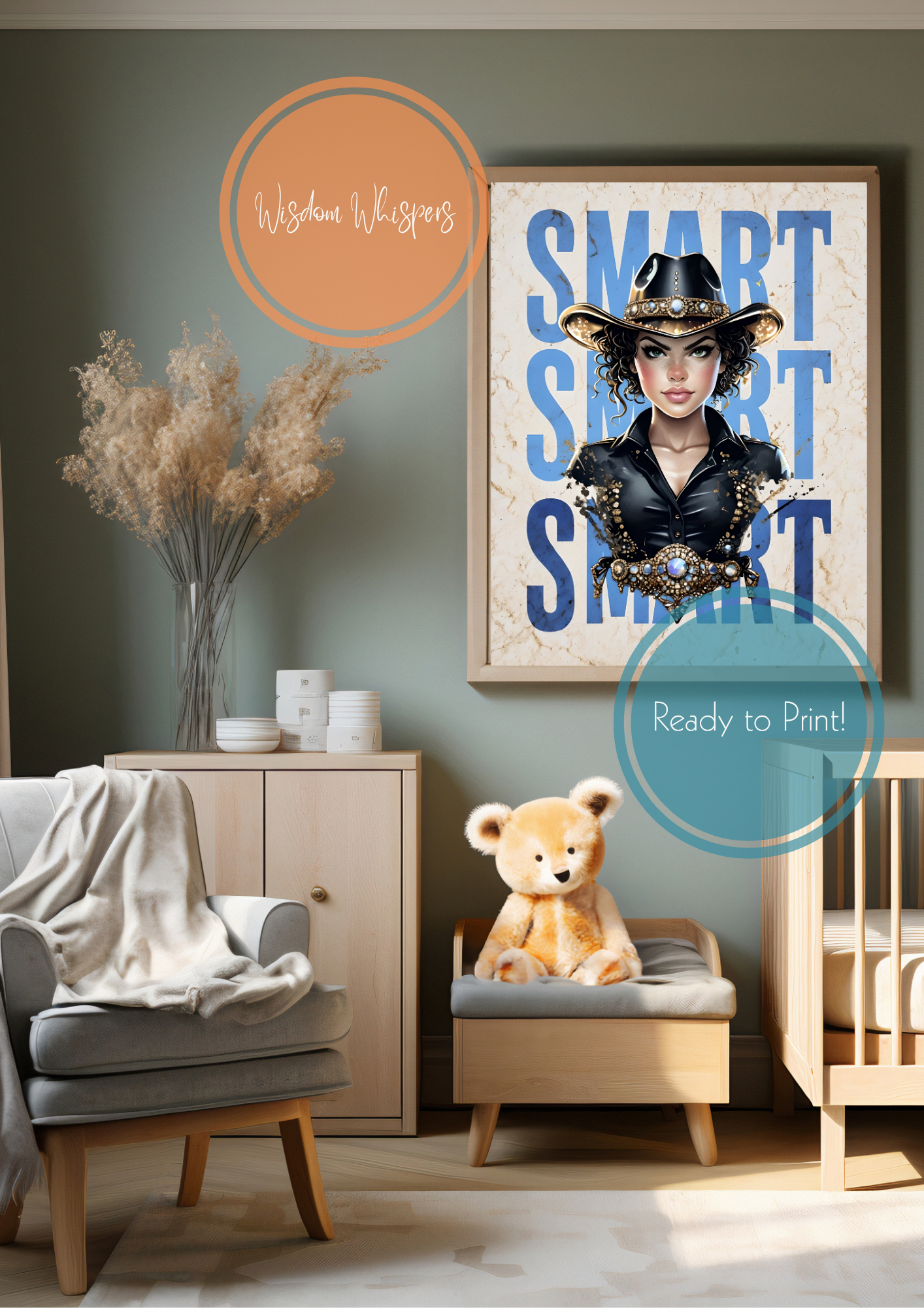 🐎 Smart Cowgirl Digital Print – Empowering Poster for Kids – 1 Cowgirl Affirmation Poster in Bold, Vibrant Colour