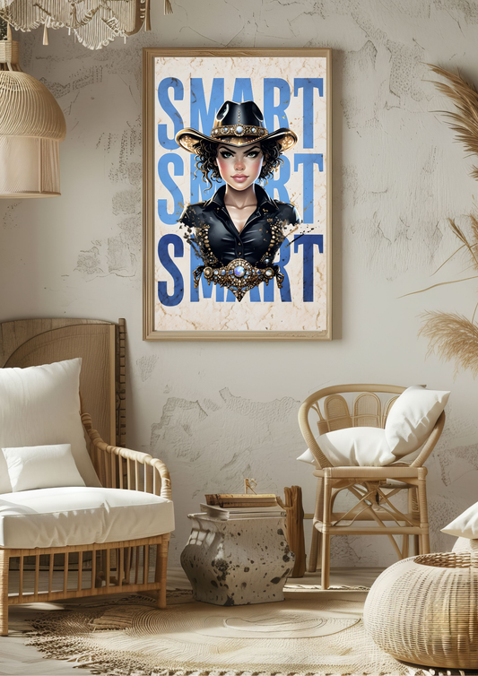🐎 Smart Cowgirl Digital Print – Empowering Poster for Kids – 1 Cowgirl Affirmation Poster in Bold, Vibrant Colour