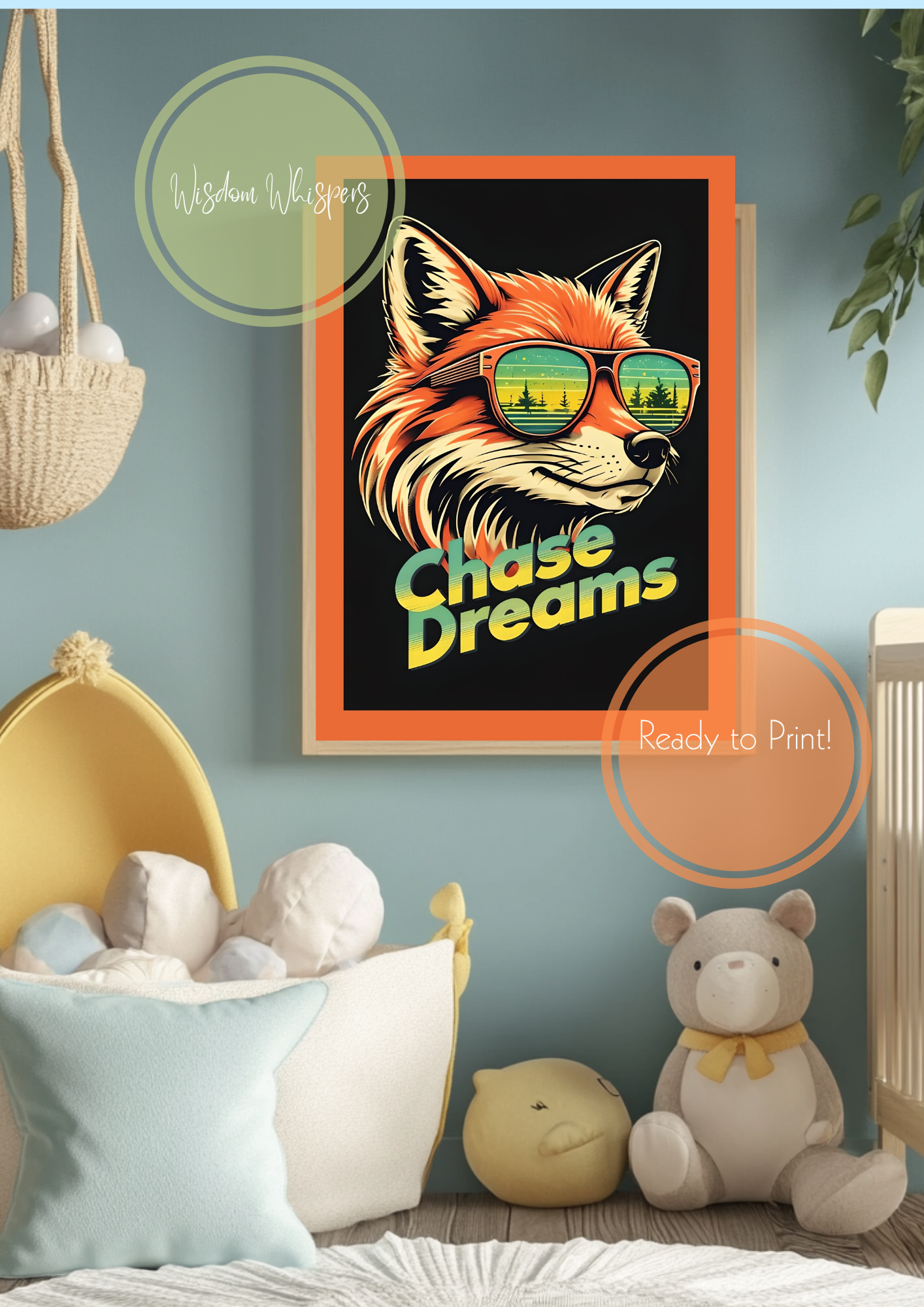Set of 6 Retro Animals with Oversized Sunglasses Quote Prints
