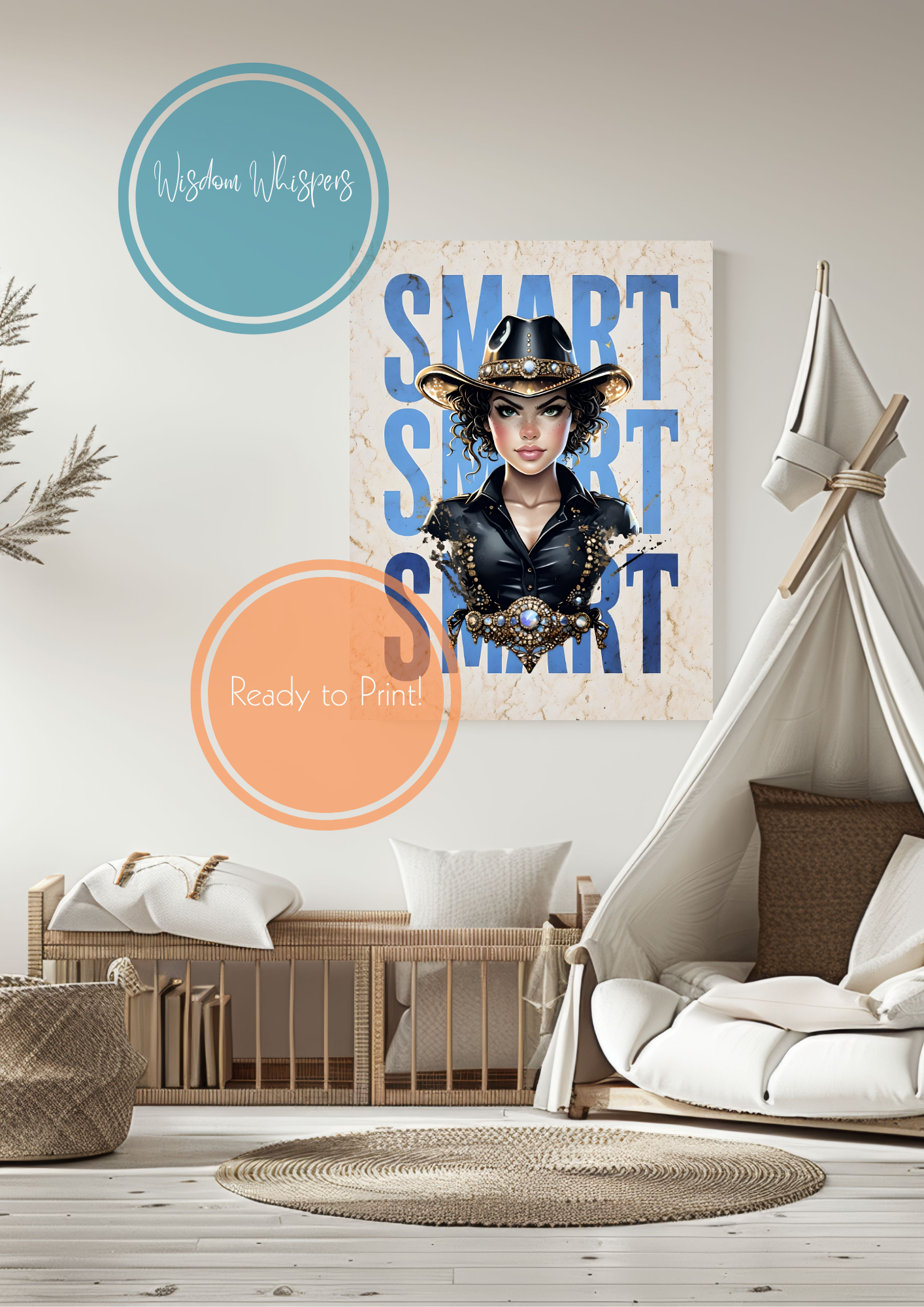 🐎 Smart Cowgirl Digital Print – Empowering Poster for Kids – 1 Cowgirl Affirmation Poster in Bold, Vibrant Colour