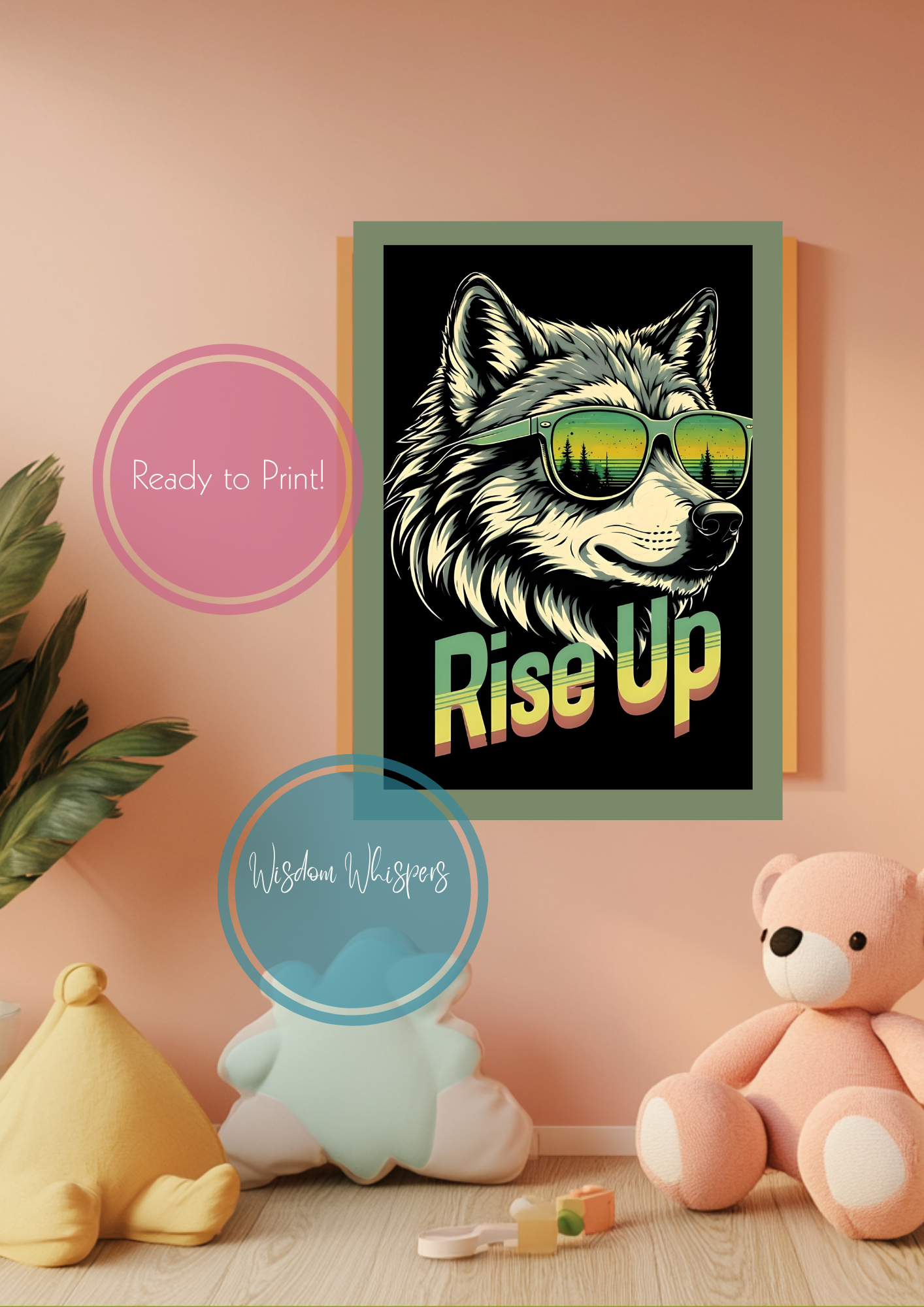 Set of 6 Retro Animals with Oversized Sunglasses Quote Prints