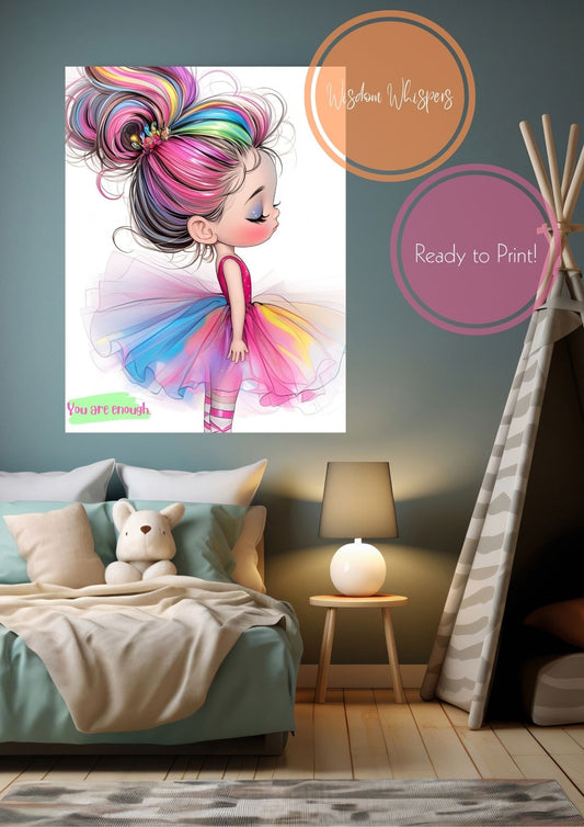 Graceful Ballerina Wall Prints – Empowering Digital Art for Kids